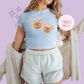 PRINTED GINGERBREAD MICKEY & MINNIE - EXCLUSIVE TO MoM - WOMENS CROPPED RIBBED BABY TEE