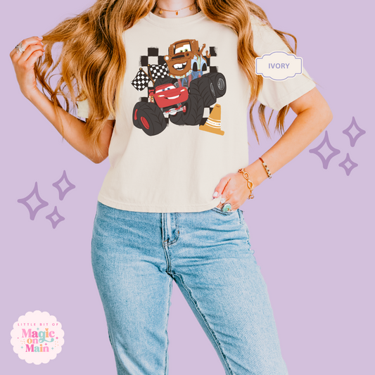 PRINTED CAR FRIENDS - WOMENS BOXY T-SHIRT