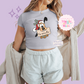 PRINTED PLUTO CHRISTMAS - WOMENS CROPPED RIBBED BABY TEE