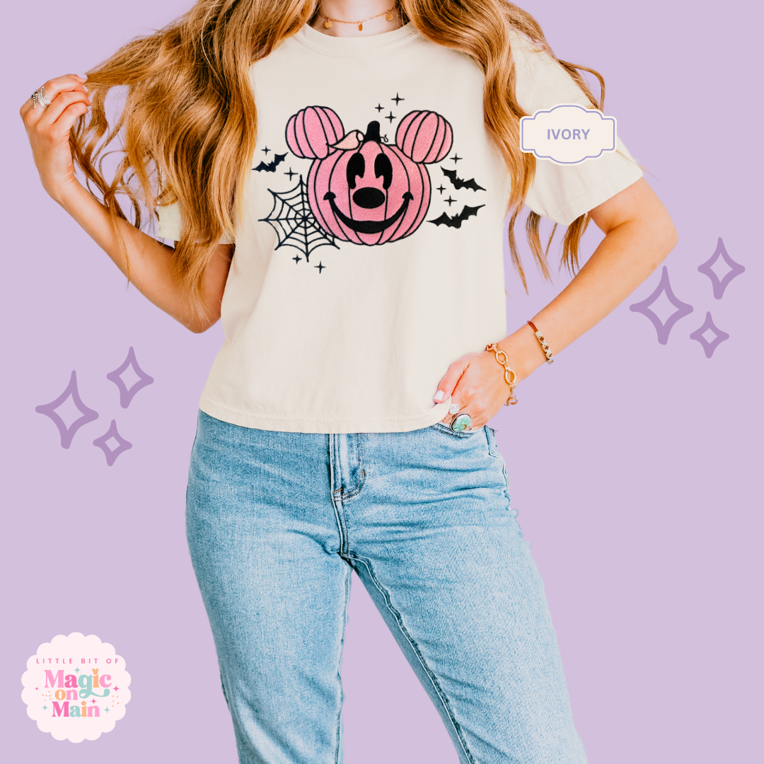 EMBROIDERED PINK PUMPKIN - EXCLUSIVE TO MoM - WOMENS BOXY T-SHIRT