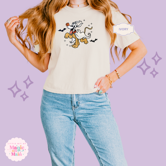 EMBROIDERED GHOST PLUTO - WOMENS BOXY T-SHIRT