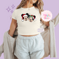 PRINTED MICKEY & MINNIE - WOMENS CROPPED RIBBED BABY TEE