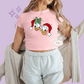 PRINTED DONALD & DAISY CHRISTMAS - WOMENS CROPPED RIBBED BABY TEE