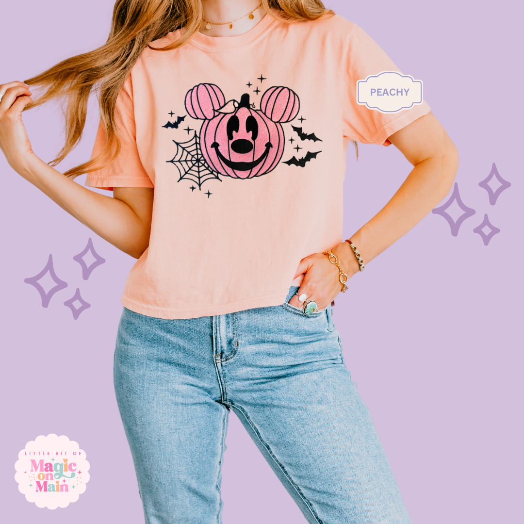 EMBROIDERED PINK PUMPKIN - EXCLUSIVE TO MoM - WOMENS BOXY T-SHIRT