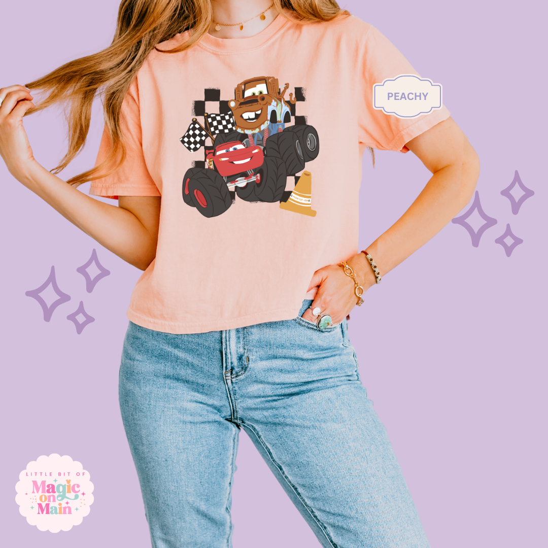 PRINTED CAR FRIENDS - WOMENS BOXY T-SHIRT