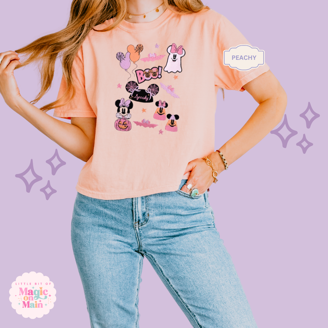 EMBROIDERED SPOOKY ELEMENTS - EXCLUSIVE TO MOM - WOMENS BOXY T-SHIRT