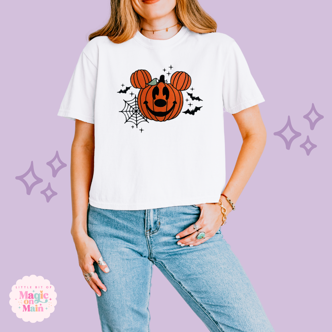 EMBROIDERED ORANGE PUMPKIN - EXCLUSIVE TO MoM - WOMENS BOXY T-SHIRT