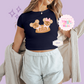 PRINTED MICKEY & MINNIE GINGERBREAD HAT - EXCLUSIVE TO MoM - WOMENS CROPPED RIBBED BABY TEE