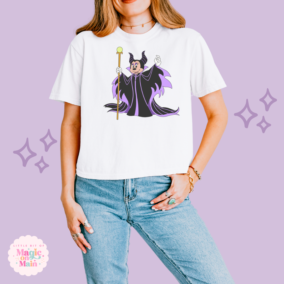 PRINTED MALEFICENT MINNIE - WOMENS BOXY T-SHIRT