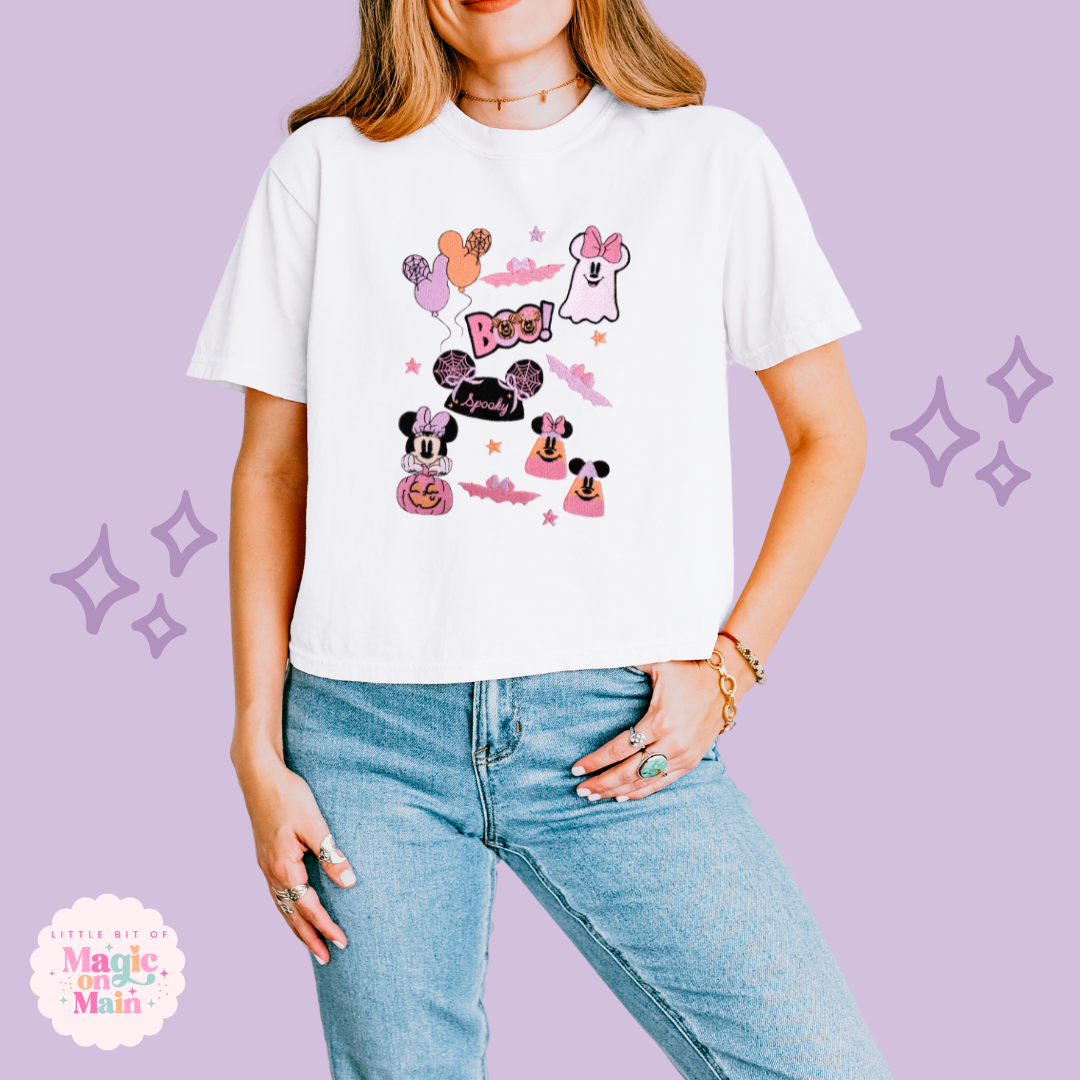EMBROIDERED SPOOKY ELEMENTS - EXCLUSIVE TO MOM - WOMENS BOXY T-SHIRT