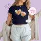 PRINTED GINGERBREAD MICKEY & MINNIE - EXCLUSIVE TO MoM - WOMENS CROPPED RIBBED BABY TEE