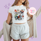 PRINTED SUPER CHRISTMAS - WOMENS CROPPED RIBBED BABY TEE