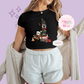 PRINTED CAR CHRISTMAS - WOMENS CROPPED RIBBED BABY TEE