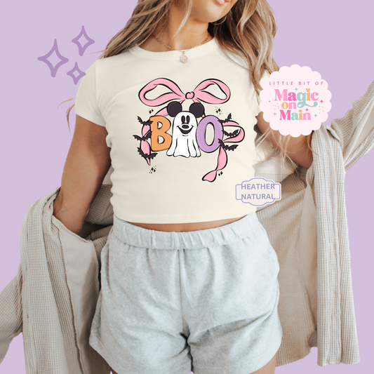 PRINTED BOO (no text) - WOMENS CROPPED RIBBED BABY TEE