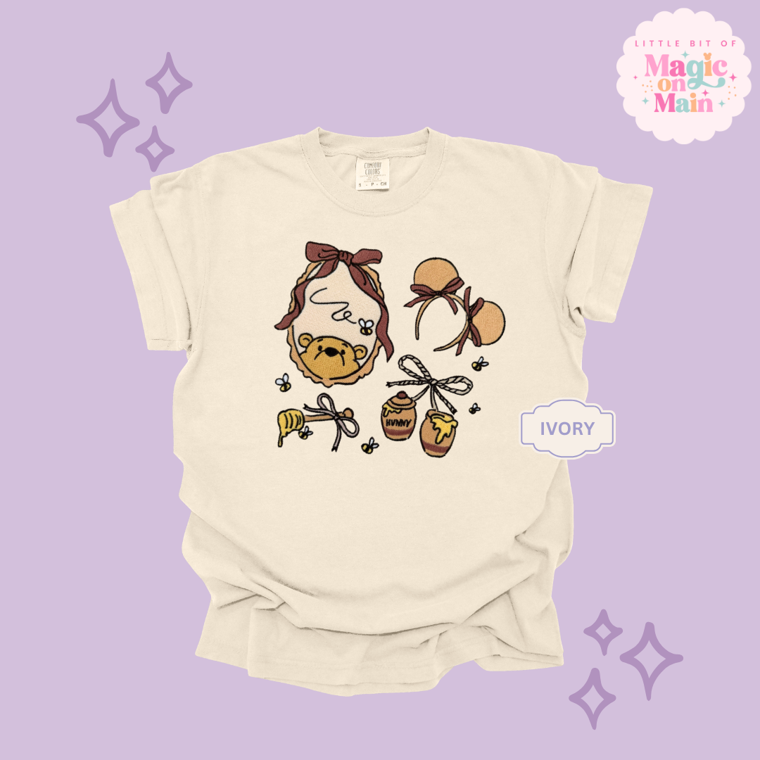 EMBROIDERED WINNIE THE POOH COQUETTE - ADULT T-SHIRT