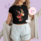 PRINTED GOOFY AND FRIENDS - WOMENS CROPPED RIBBED BABY TEE