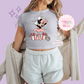 PRINTED MINNIES CHRISTMAS BALLERINA - WOMENS CROPPED RIBBED BABY TEE