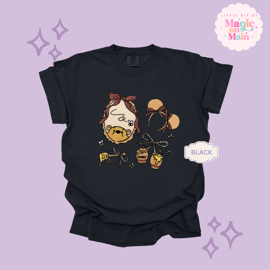 EMBROIDERED WINNIE THE POOH COQUETTE - ADULT T-SHIRT