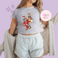PRINTED GOOFY AND FRIENDS - WOMENS CROPPED RIBBED BABY TEE
