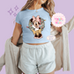 PRINTED MINNIE CHRISTMAS - WOMENS CROPPED RIBBED BABY TEE