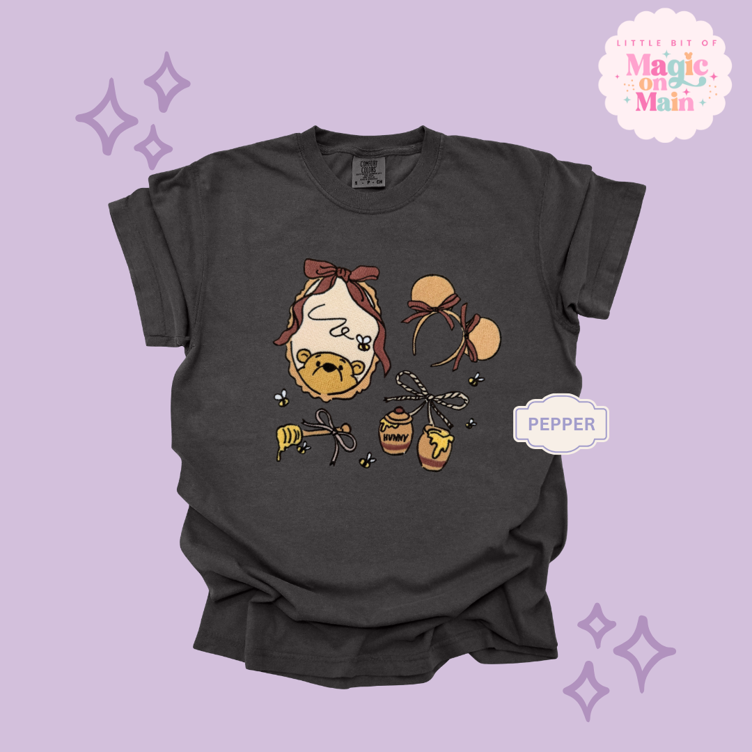 EMBROIDERED WINNIE THE POOH COQUETTE - ADULT T-SHIRT