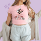 PRINTED MINNIES CHRISTMAS BALLERINA - WOMENS CROPPED RIBBED BABY TEE