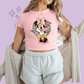 PRINTED MINNIE CHRISTMAS - WOMENS CROPPED RIBBED BABY TEE