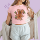 PRINTED GINGERBREAD - WOMENS CROPPED RIBBED BABY TEE