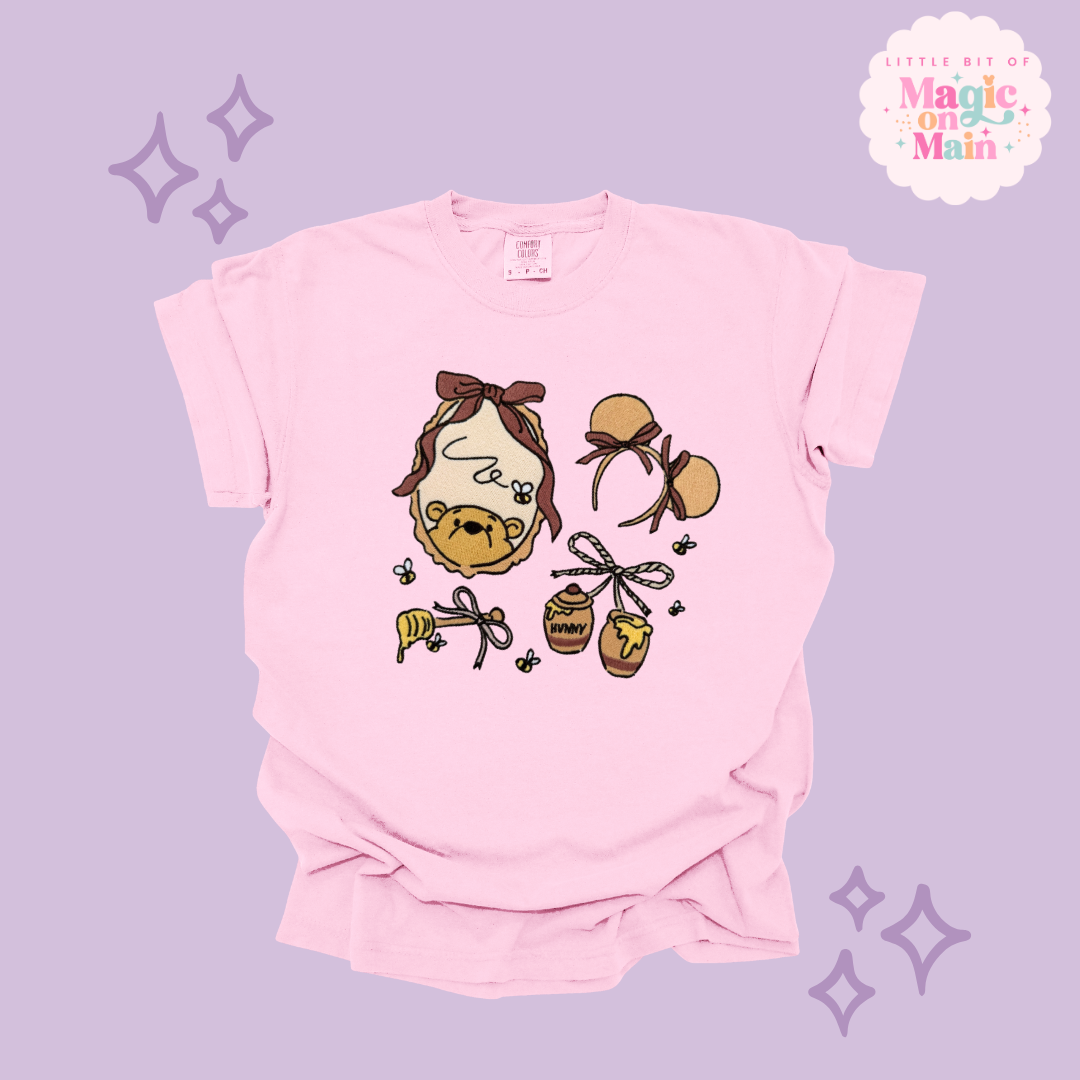 EMBROIDERED WINNIE THE POOH COQUETTE - ADULT T-SHIRT