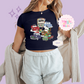 PRINTED CAR CHRISTMAS - WOMENS CROPPED RIBBED BABY TEE