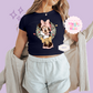 PRINTED MINNIE CHRISTMAS - WOMENS CROPPED RIBBED BABY TEE
