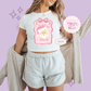 PRINTED SML WORLD COQUETTE - EXCLUSIVE TO MoM - WOMENS CROPPED RIBBED BABY TEE