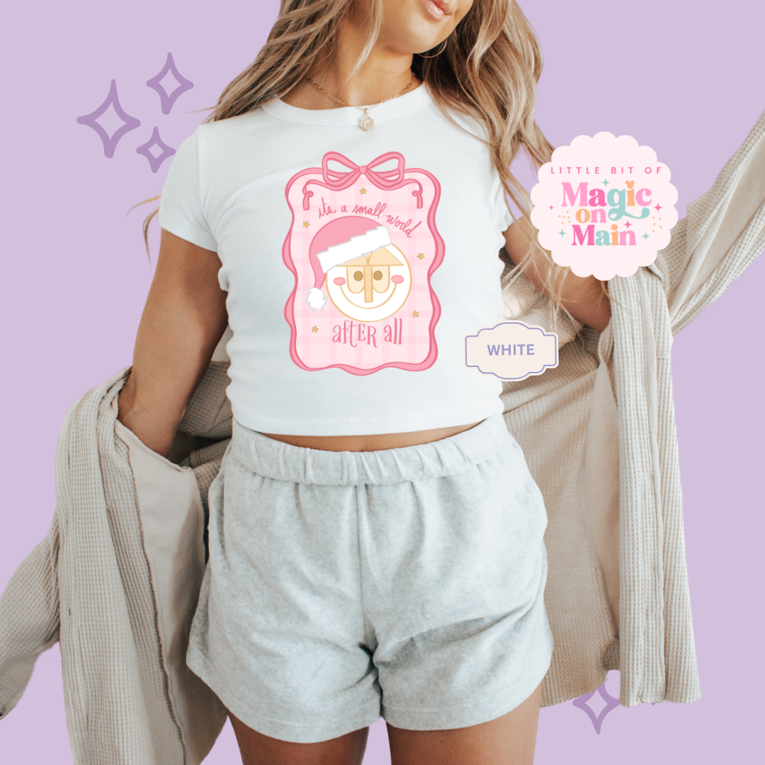 PRINTED SML WORLD COQUETTE - EXCLUSIVE TO MoM - WOMENS CROPPED RIBBED BABY TEE