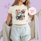 PRINTED SUPER CHRISTMAS - WOMENS CROPPED RIBBED BABY TEE