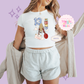 PRINTED TAYS STORY - WOMENS CROPPED RIBBED BABY TEE