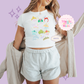 PRINTED CROWNS - WOMENS CROPPED RIBBED BABY TEE 10045