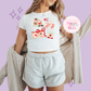 PRINTED TOYS VALENTINE - WOMENS CROPPED RIBBED BABY TEE 10029