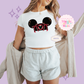 PRINTED HOLIDAY HAT - EXCLUSIVE TO MoM - WOMENS CROPPED RIBBED BABY TEE