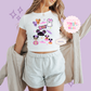 PRINTED GHOULY HALLOWEEN - EXCLUSIVE TO MoM - WOMENS CROPPED RIBBED BABY TEE 10059