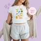 PRINTED PRINCESS ELEMENTS - WOMENS CROPPED RIBBED BABY TEE 10050