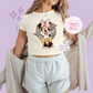 PRINTED MINNIE CHRISTMAS - WOMENS CROPPED RIBBED BABY TEE