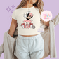 PRINTED MINNIES CHRISTMAS BALLERINA - WOMENS CROPPED RIBBED BABY TEE