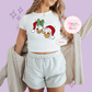 PRINTED MERRY DNLD DAISY - EXCLUSIVE TO MoM - WOMENS CROPPED RIBBED BABY TEE