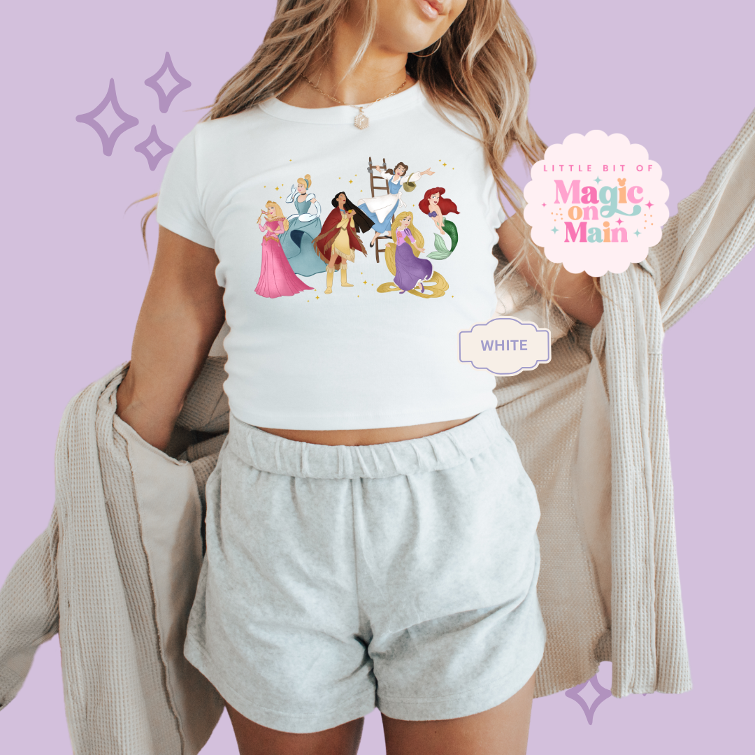 PRINTED PRINCESSES - WOMENS CROPPED RIBBED BABY TEE 10047