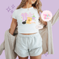 PRINTED GO LIVE YOUR DREAM - EXCLUSIVE TO MoM - WOMENS CROPPED RIBBED BABY TEE 10043