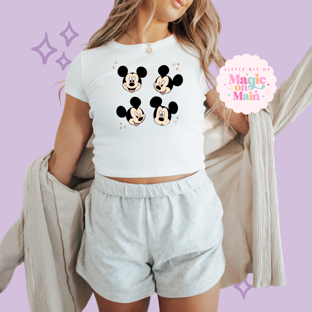 PRINTED MCKY STARS - WOMENS CROPPED RIBBED BABY TEE 10037