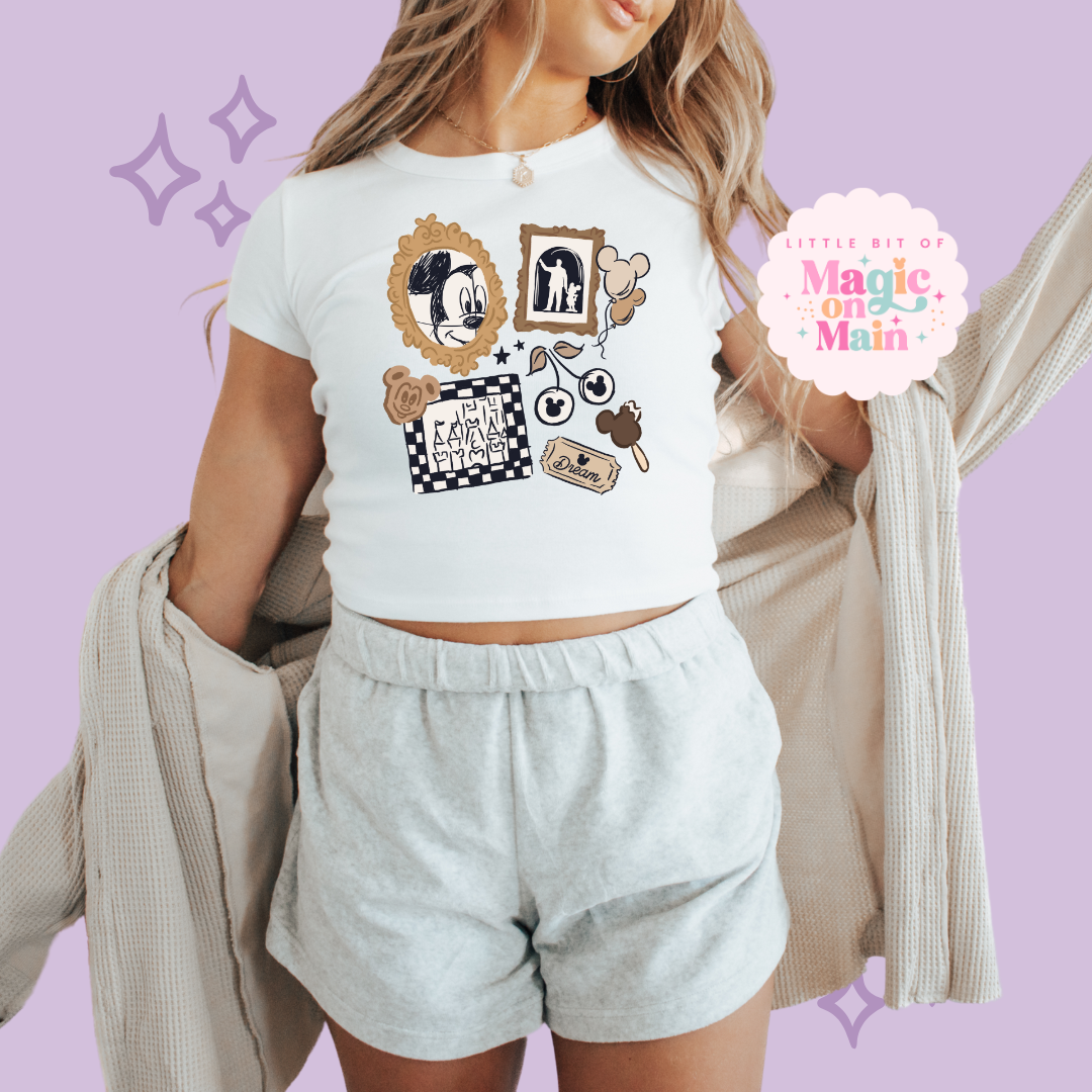 PRINTED NEUTRAL MCKY - WOMENS CROPPED RIBBED BABY TEE 10039