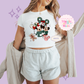 PRINTED WINTER MAGIC - EXCLUSIVE TO MoM - WOMENS CROPPED RIBBED BABY TEE