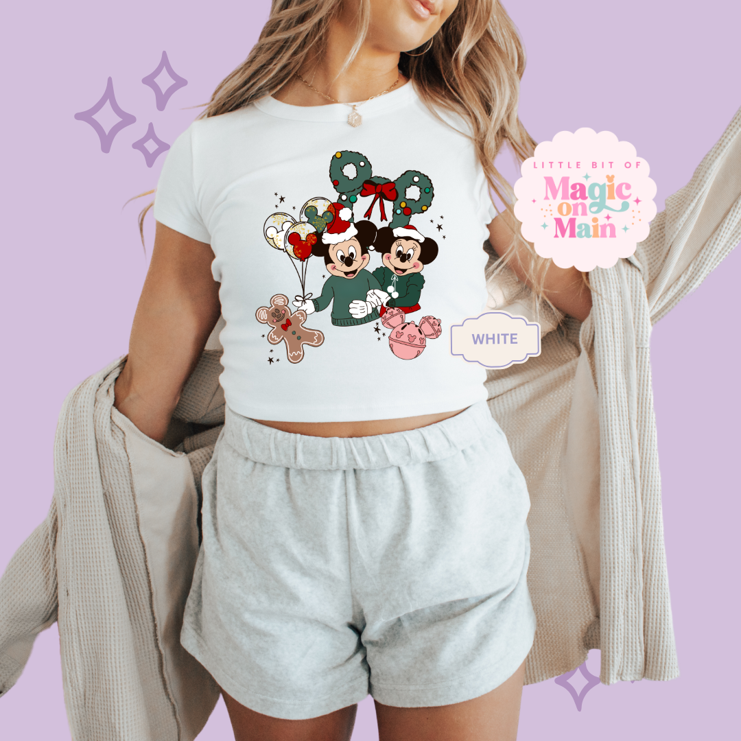 PRINTED WINTER MAGIC - EXCLUSIVE TO MoM - WOMENS CROPPED RIBBED BABY TEE