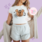 PRINTED MCKY PUMPKIN - EXCLUSIVE TO MoM - WOMENS CROPPED RIBBED BABY TEE 10057